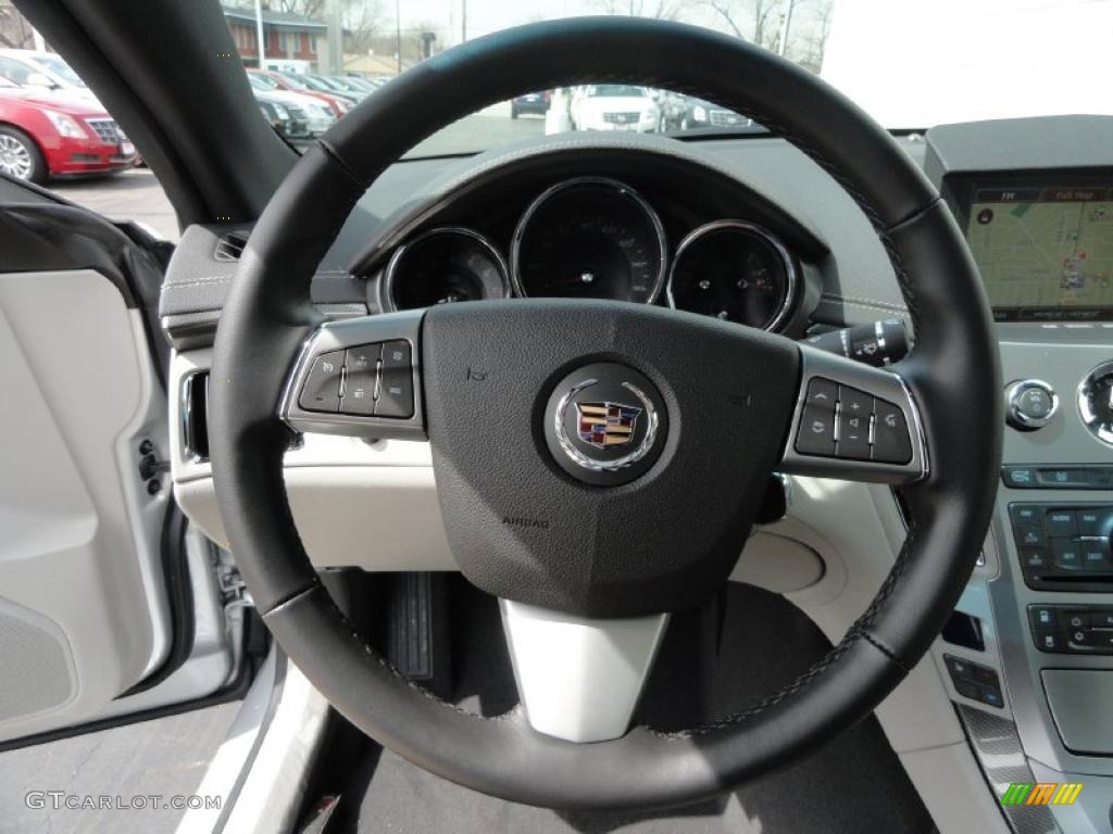 2011 Cadillac CTS 4 AWD Coupe Light Titanium Steering Wheel Photo #47541161