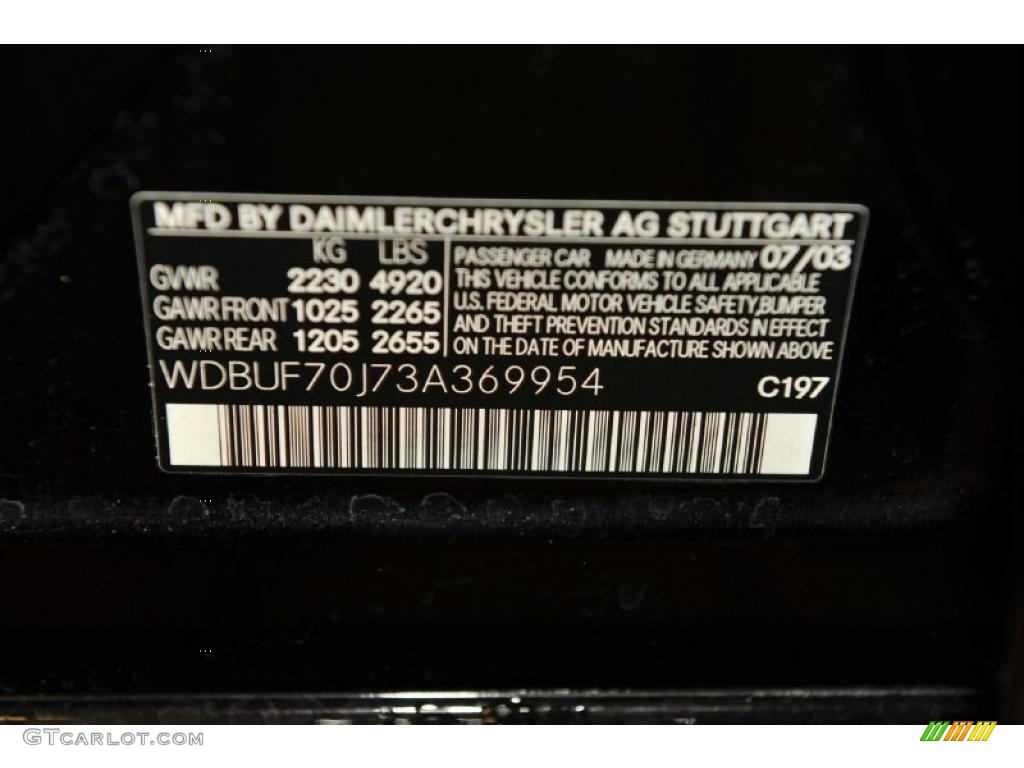 2003 E Color Code 197 for Obsidian Black Metallic Photo #47542637