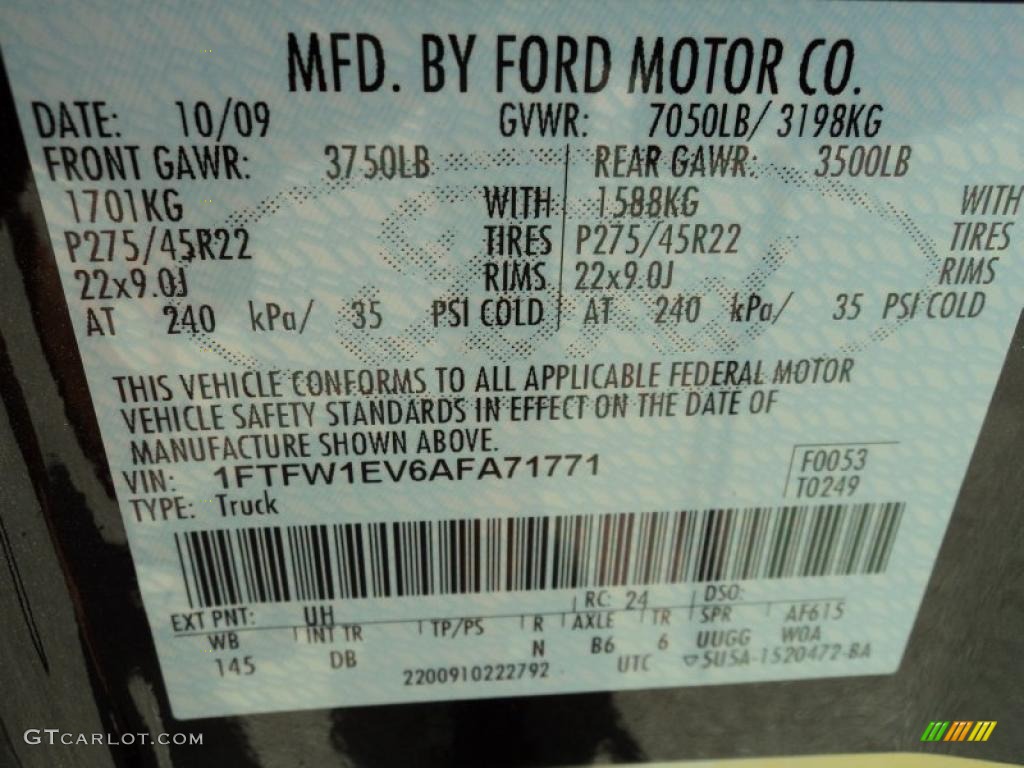 2010 F150 Color Code UH for Tuxedo Black Photo #47543474
