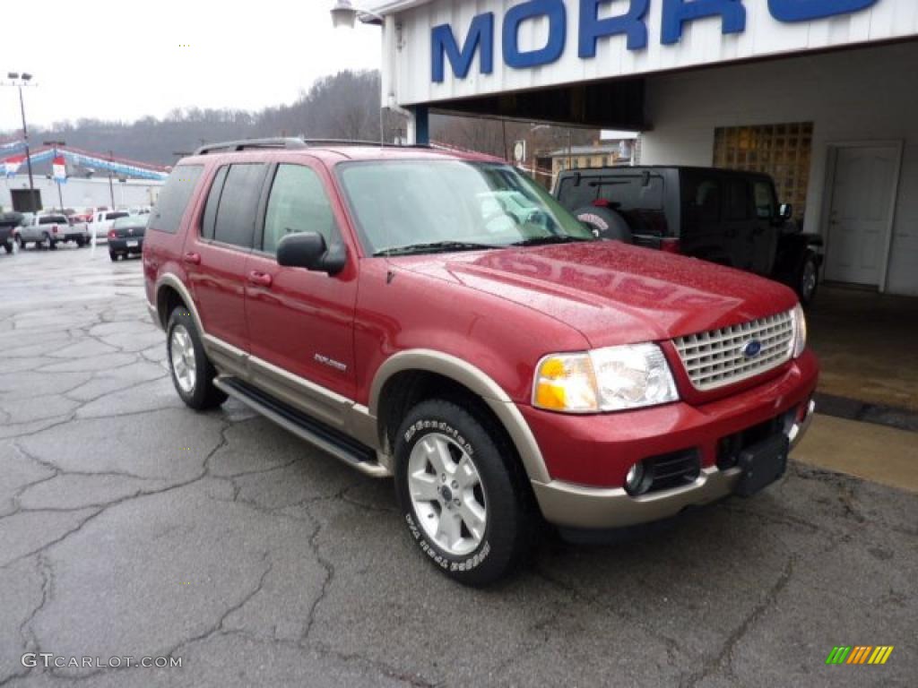 2004 Explorer Eddie Bauer 4x4 - Redfire Metallic / Medium Parchment photo #3