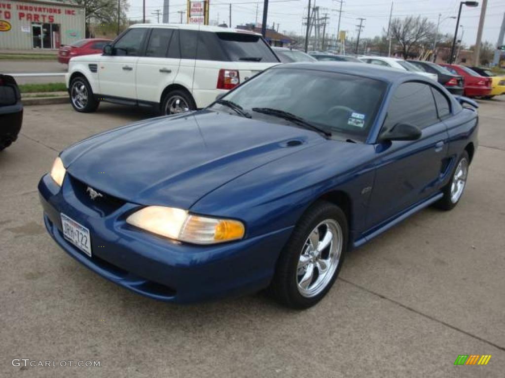 1998 Mustang GT Coupe - Light Atlantic Blue / Saddle photo #2