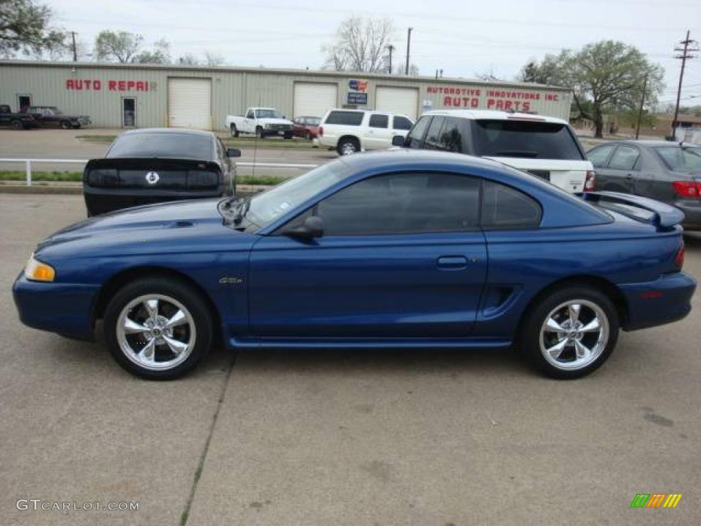 1998 Mustang GT Coupe - Light Atlantic Blue / Saddle photo #3