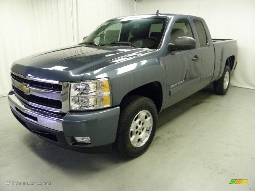 2011 Silverado 1500 LT Extended Cab - Blue Granite Metallic / Ebony photo #3