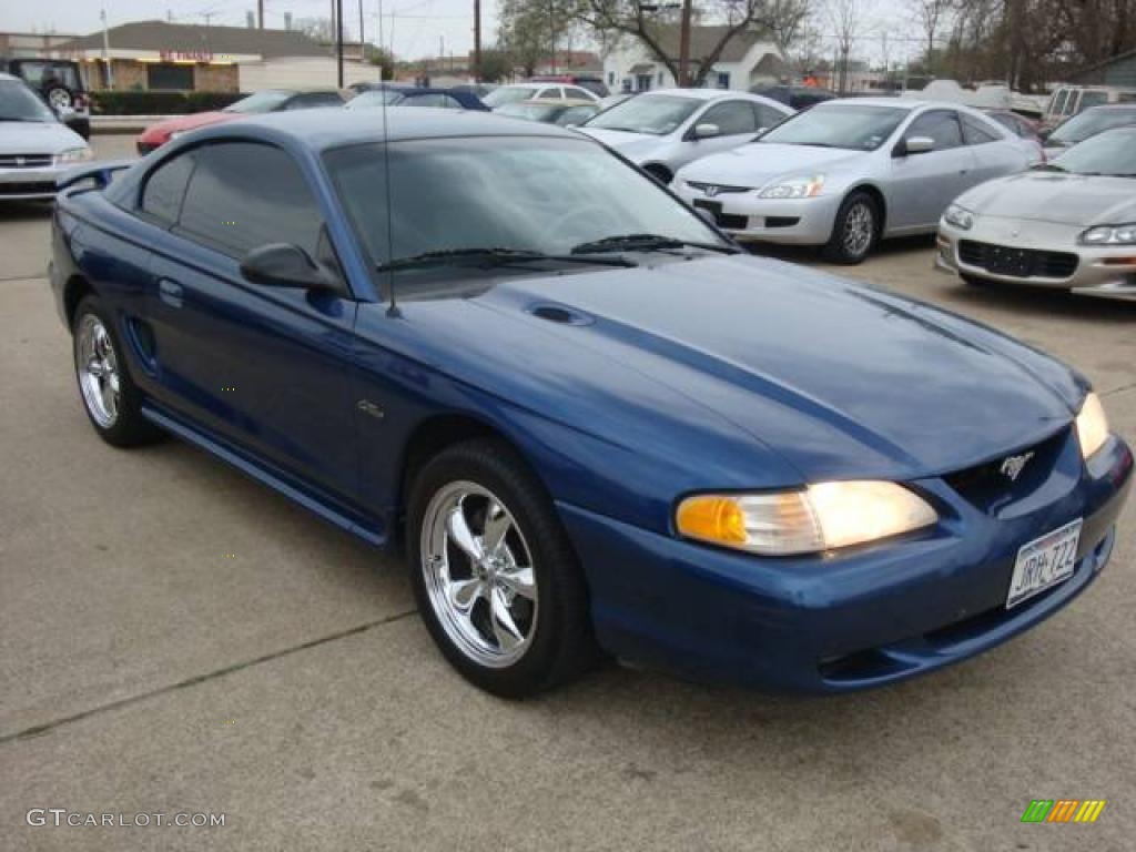 1998 Mustang GT Coupe - Light Atlantic Blue / Saddle photo #7