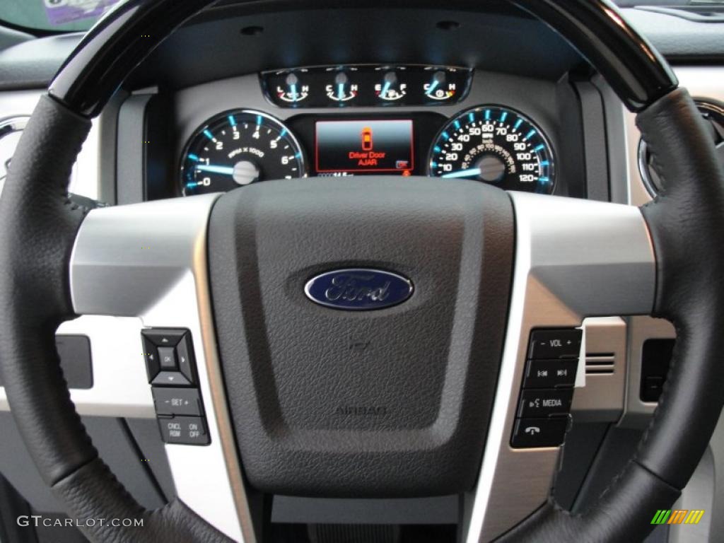 2011 Ford F150 Platinum SuperCrew Steel Gray/Black Steering Wheel Photo #47554718