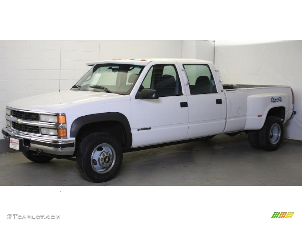 1997 C/K 3500 K3500 Crew Cab 4x4 Dually - Summit White / Blue photo #1