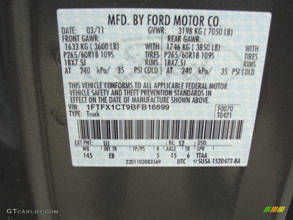 2011 F150 Color Code UJ for Sterling Grey Metallic Photo #47558339
