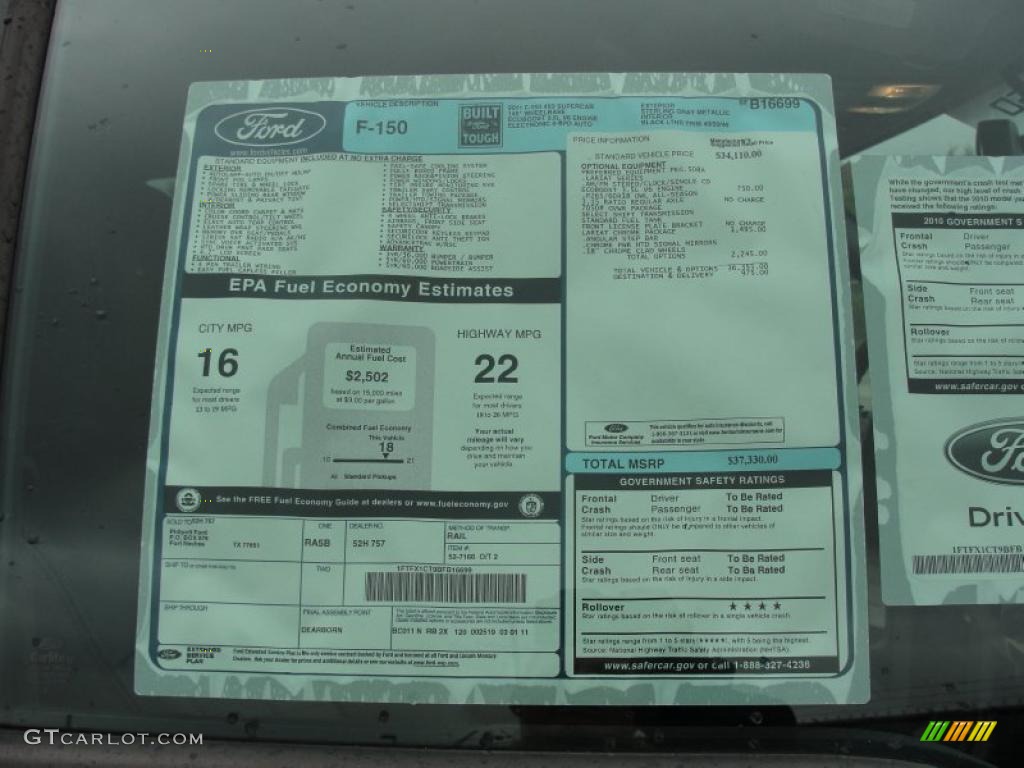 2011 Ford F150 Lariat SuperCab Window Sticker Photo #47558357