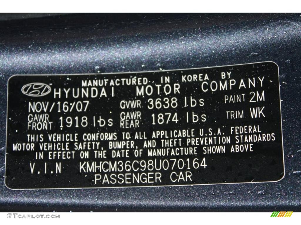 2008 Accent GS Coupe - Charcoal Gray / Black photo #20