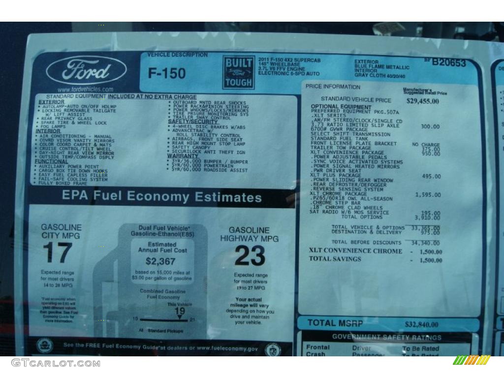 2011 F150 XLT SuperCab - Blue Flame Metallic / Steel Gray photo #8