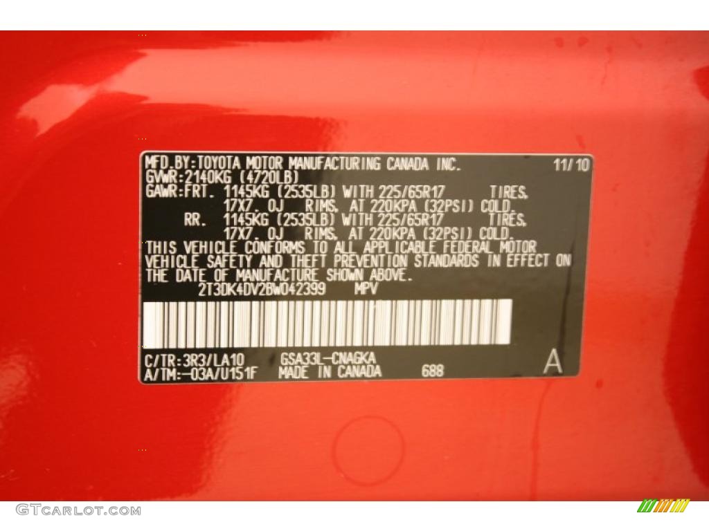 2011 RAV4 V6 Limited 4WD - Barcelona Red Metallic / Ash photo #19