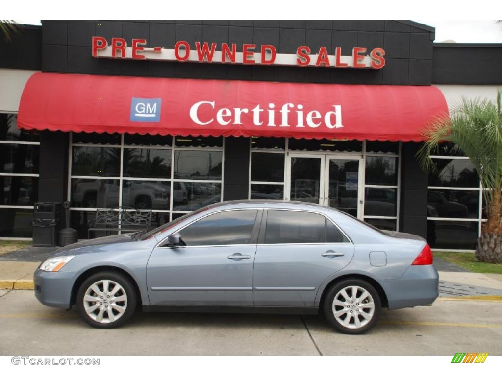 2007 Accord SE V6 Sedan - Cool Blue Metallic / Gray photo #1