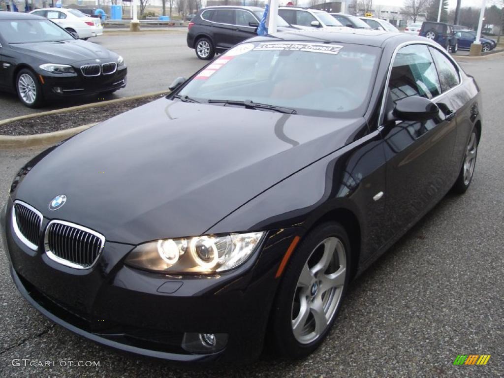 2008 3 Series 328i Coupe - Jet Black / Coral Red/Black photo #1