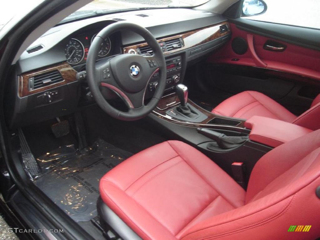 2008 3 Series 328i Coupe - Jet Black / Coral Red/Black photo #9