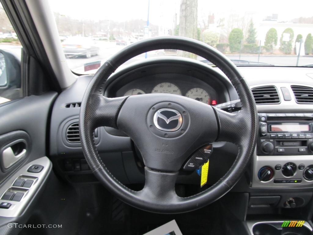 2003 Mazda Protege 5 Wagon Off Black Steering Wheel Photo #47587780