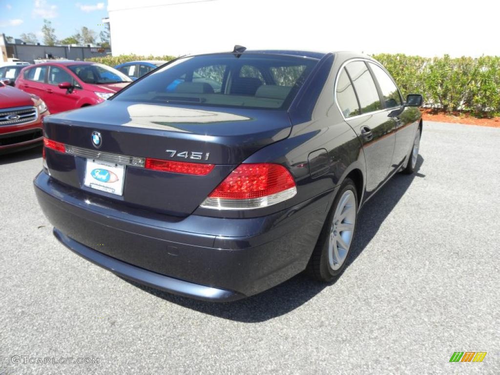 2003 7 Series 745i Sedan - Orient Blue Metallic / Basalt Grey/Flannel Grey photo #17