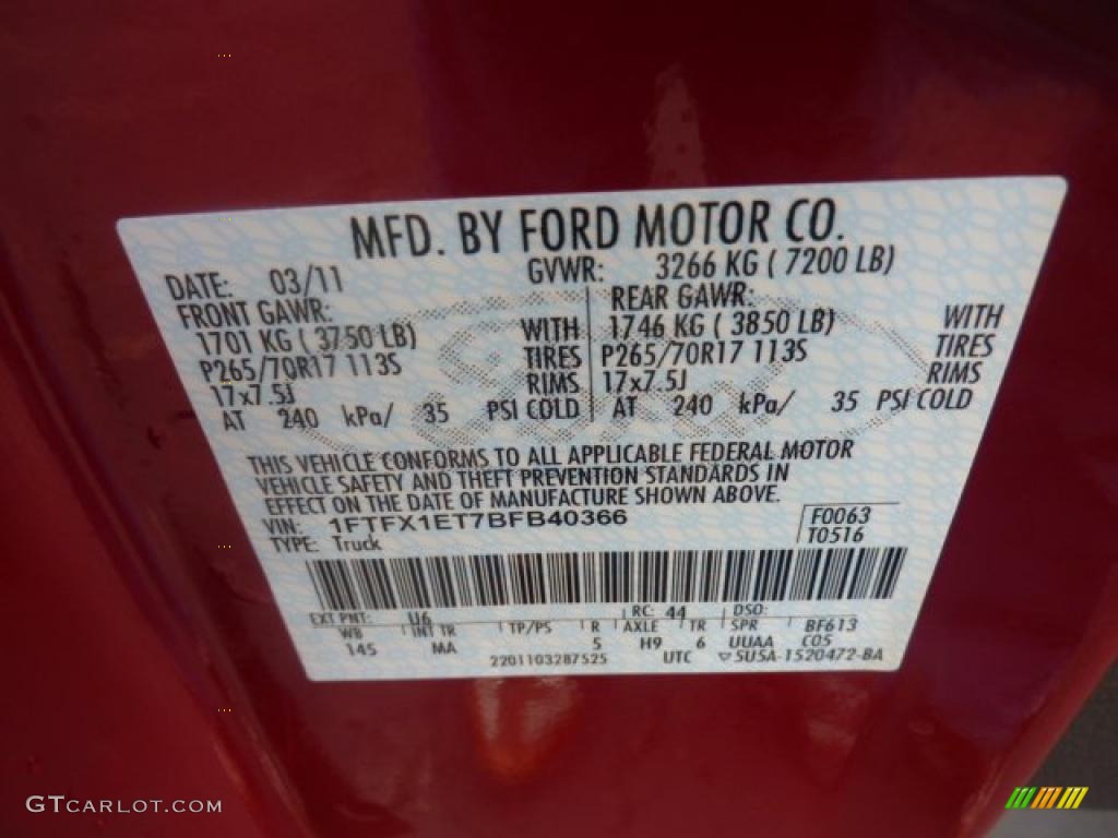 2011 F150 Color Code U6 for Red Candy Metallic Photo #47596976