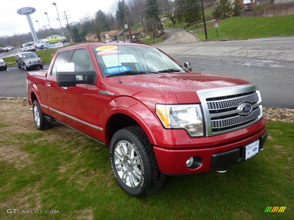 2010 F150 Platinum SuperCrew 4x4 - Red Candy Metallic / Sienna Brown Leather/Black photo #1
