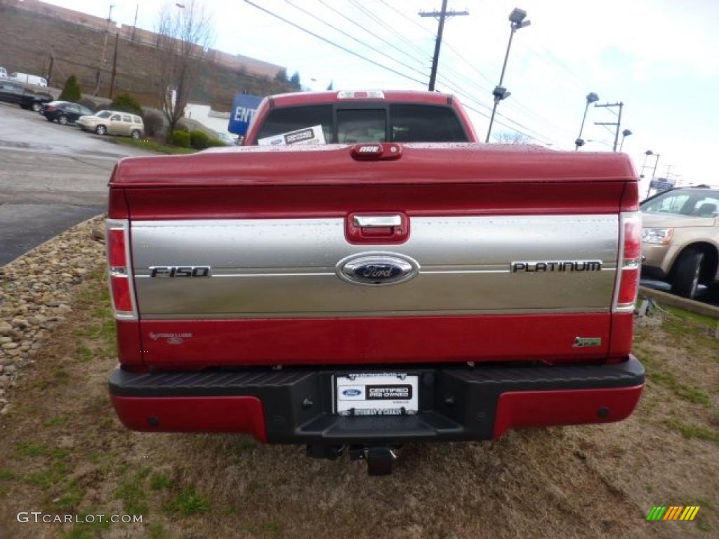 2010 F150 Platinum SuperCrew 4x4 - Red Candy Metallic / Sienna Brown Leather/Black photo #3