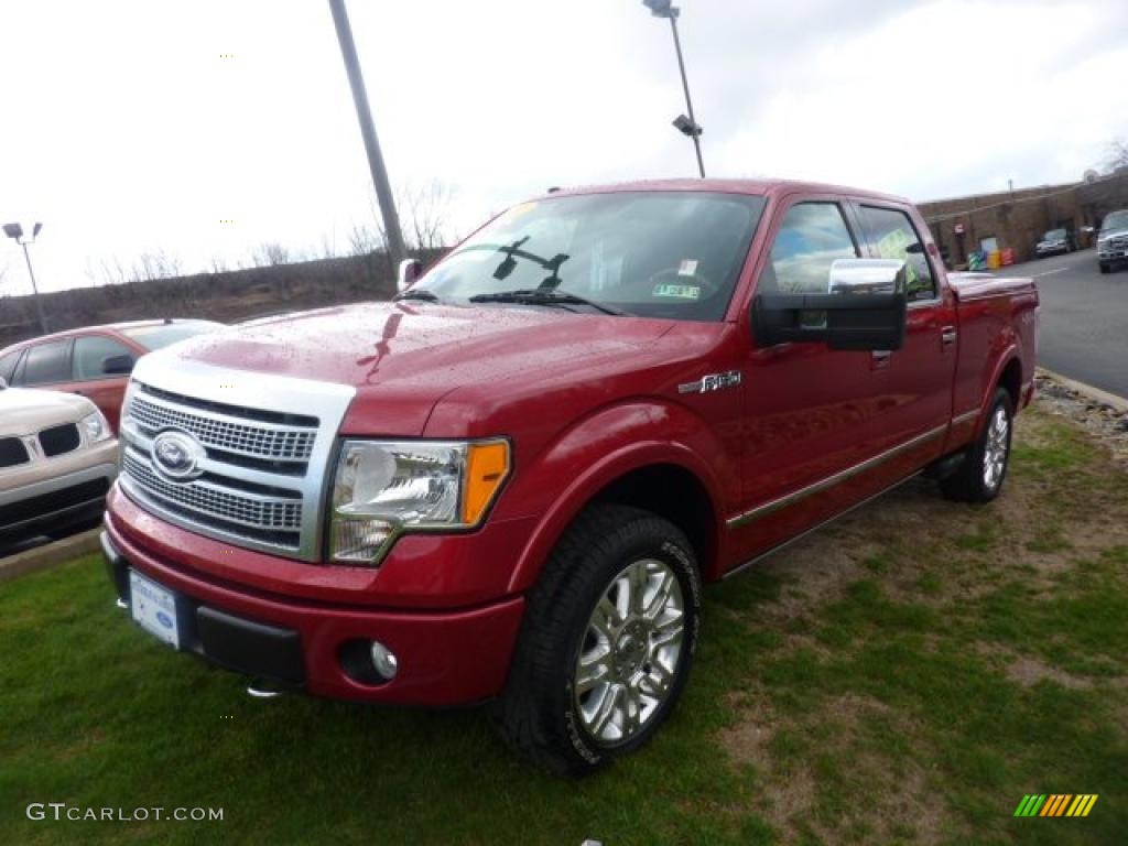 2010 F150 Platinum SuperCrew 4x4 - Red Candy Metallic / Sienna Brown Leather/Black photo #4
