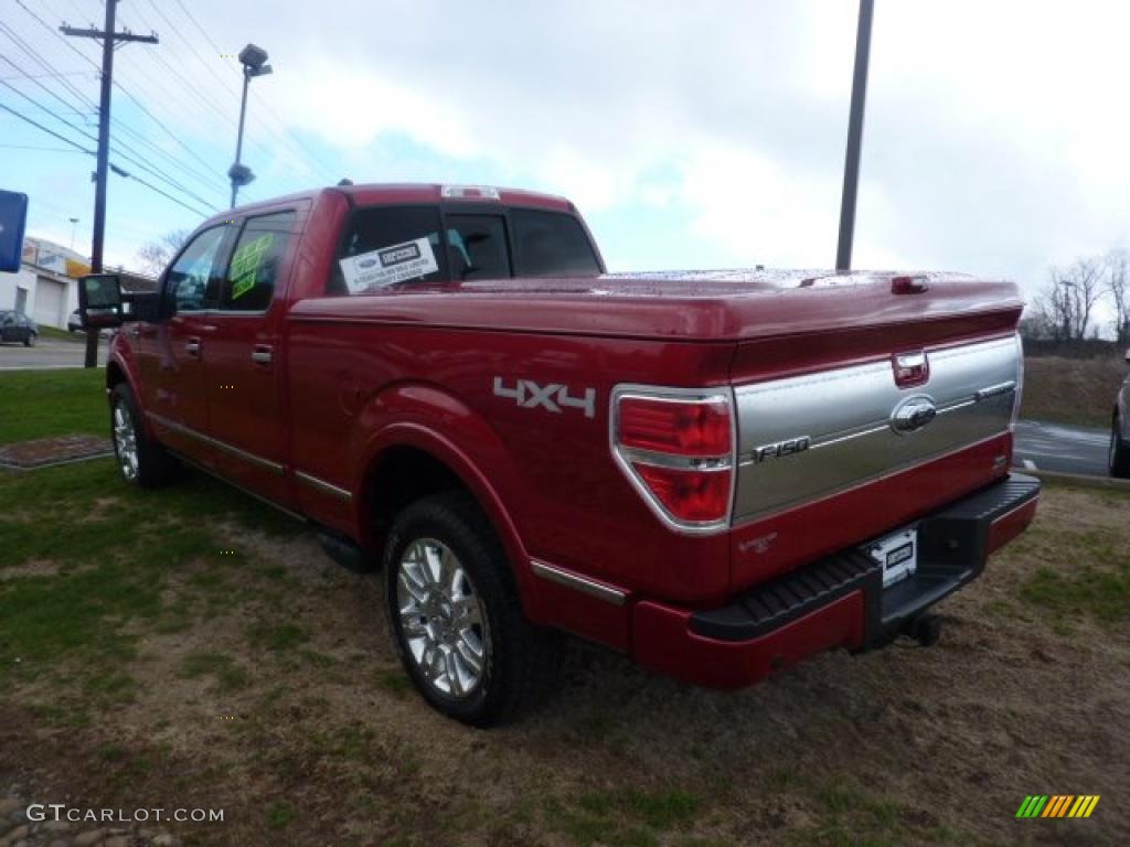 2010 F150 Platinum SuperCrew 4x4 - Red Candy Metallic / Sienna Brown Leather/Black photo #5