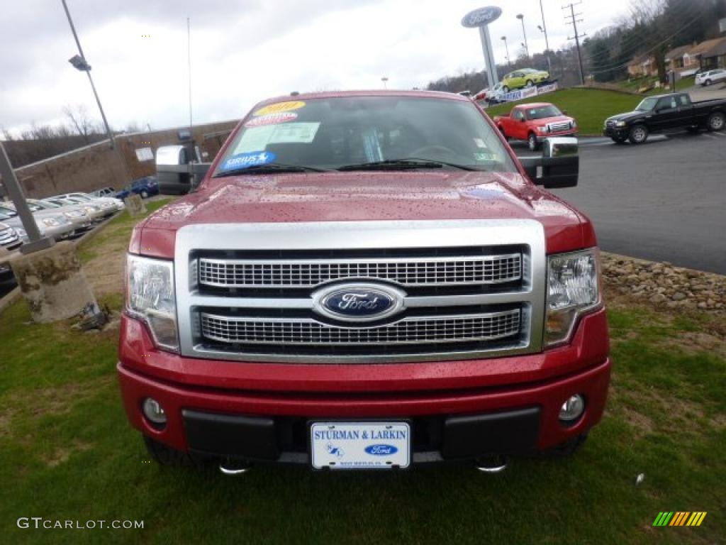 2010 F150 Platinum SuperCrew 4x4 - Red Candy Metallic / Sienna Brown Leather/Black photo #6