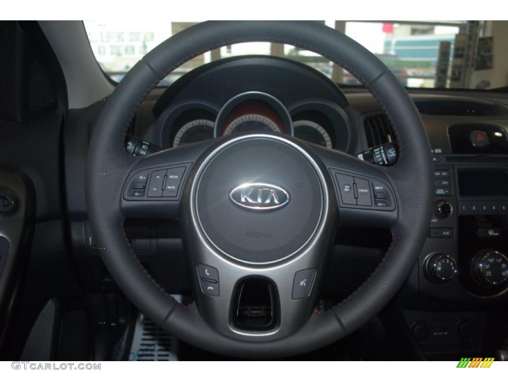 2011 Kia Forte SX Black Steering Wheel Photo #47600642