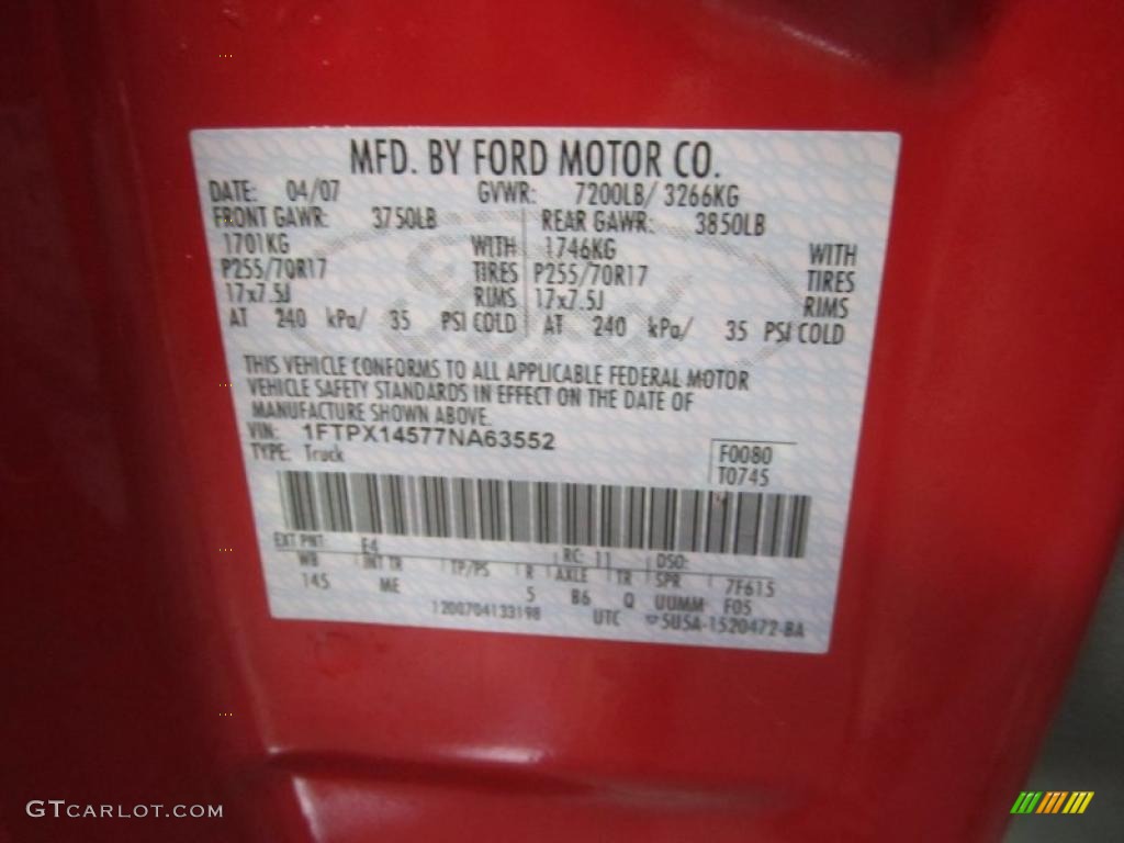 2007 F150 XLT SuperCab 4x4 - Bright Red / Medium/Dark Flint photo #8