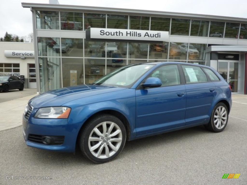 2009 A3 2.0T - Aruba Blue Pearl Effect / Light Grey photo #1