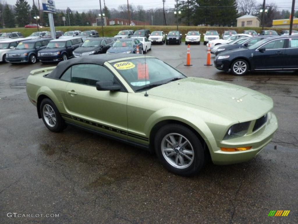 2005 Mustang V6 Premium Convertible - Legend Lime Metallic / Dark Charcoal photo #6
