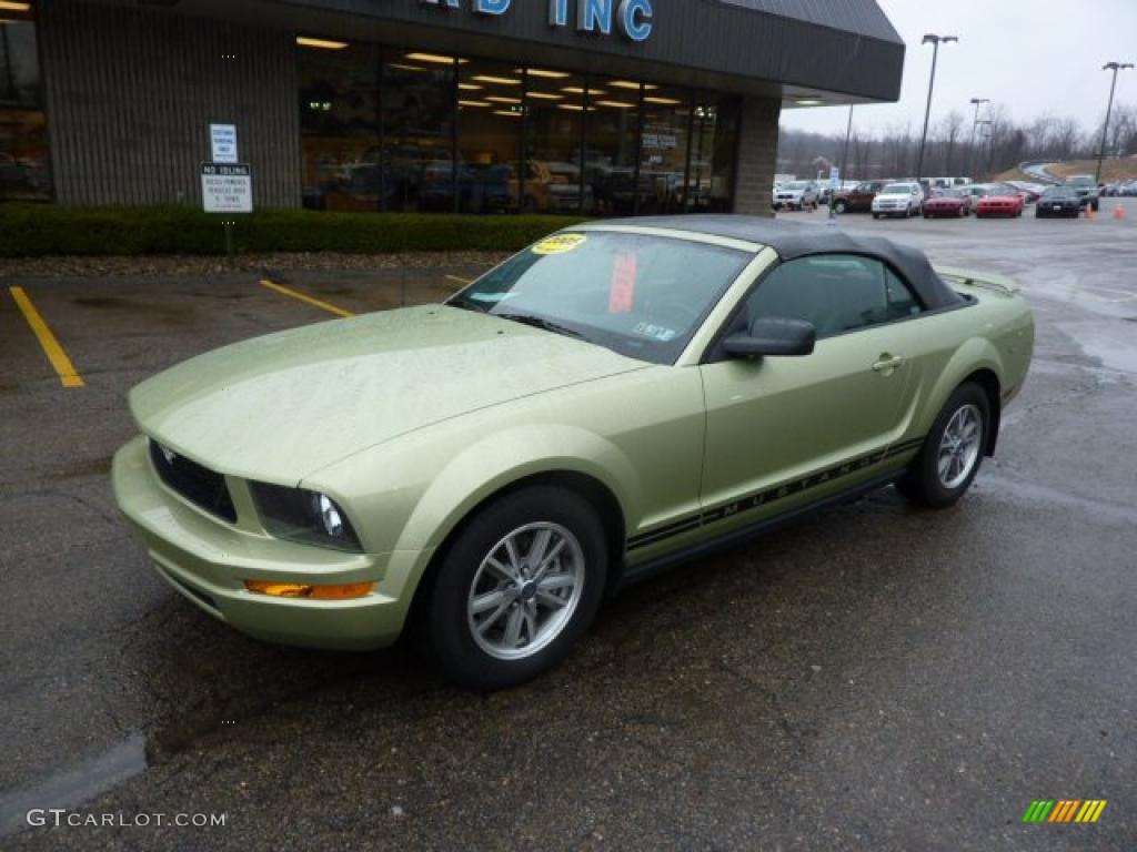 2005 Mustang V6 Premium Convertible - Legend Lime Metallic / Dark Charcoal photo #8