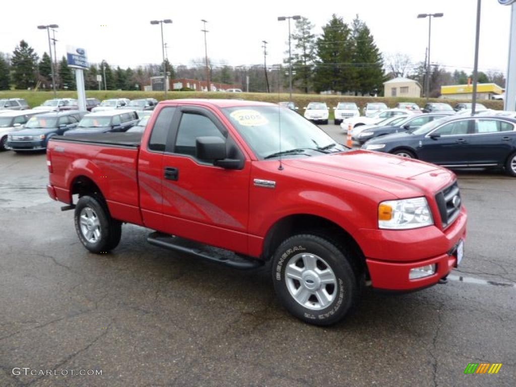 2005 F150 STX Regular Cab 4x4 - Bright Red / Medium Flint Grey photo #6