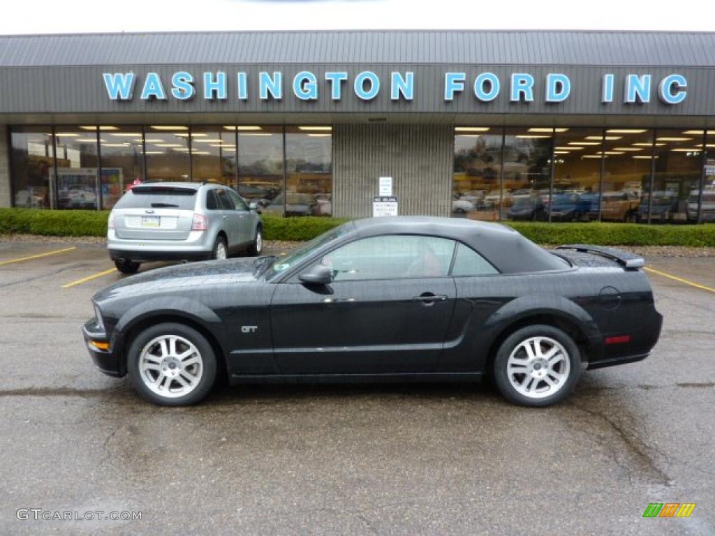 2005 Mustang GT Premium Convertible - Black / Red Leather photo #1
