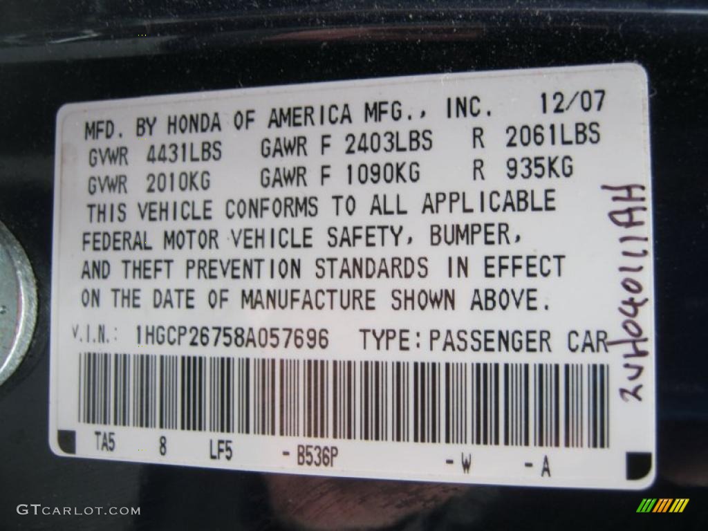 2008 Accord EX Sedan - Royal Blue Pearl / Gray photo #26