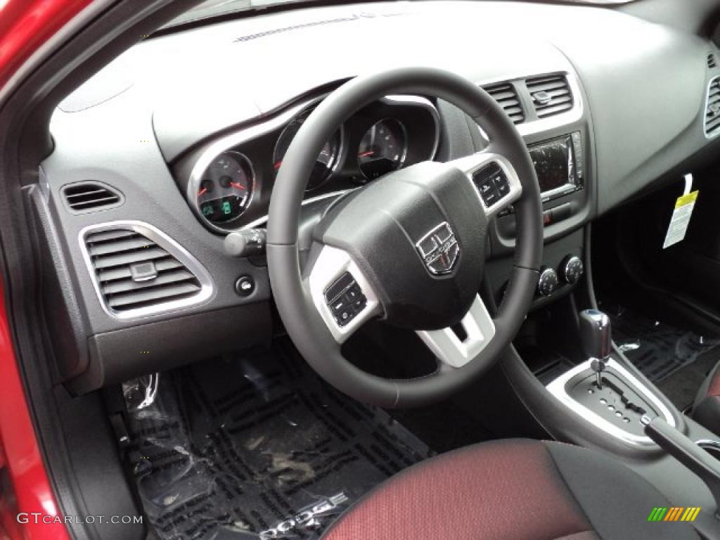2011 Dodge Avenger Mainstreet Black/Red Steering Wheel Photo #47622158