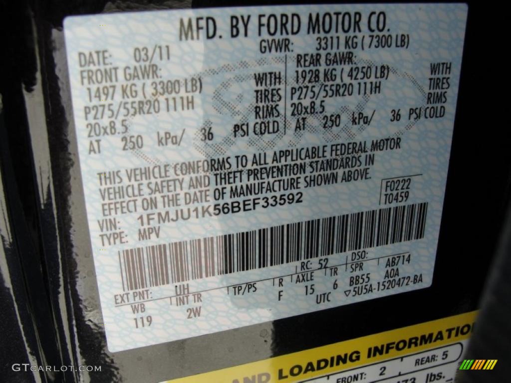 2011 Expedition Color Code UH for Tuxedo Black Metallic Photo #47622419