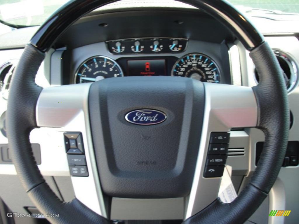 2011 Ford F150 Platinum SuperCrew Steel Gray/Black Steering Wheel Photo #47622965