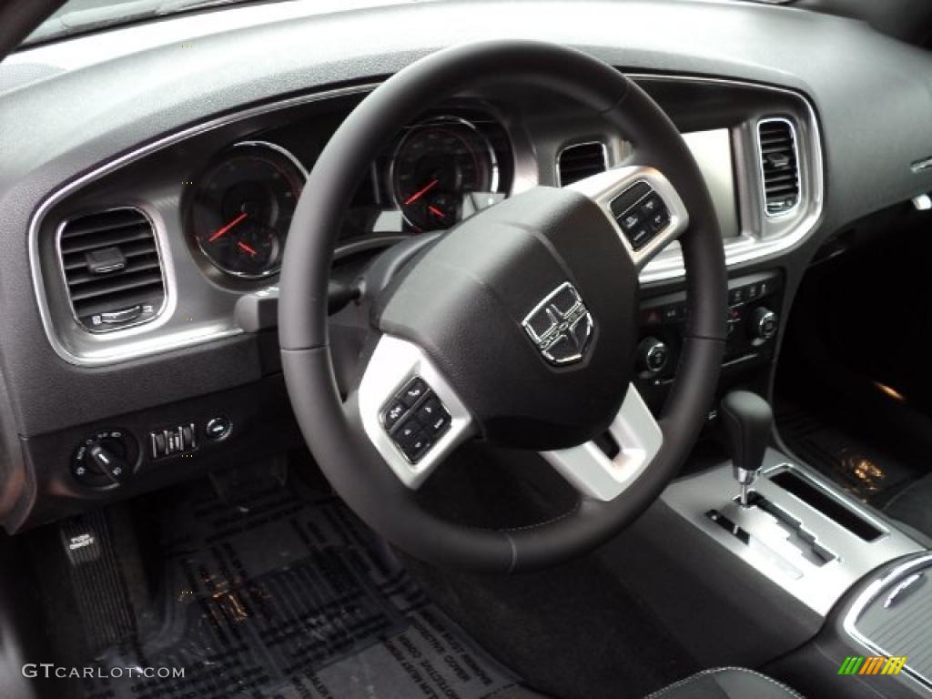 2011 Dodge Charger R/T Road & Track Black Steering Wheel Photo #47623745