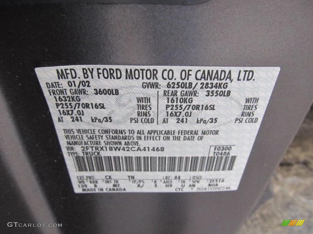 2002 Ford F150 XL SuperCab 4x4 Color Code Photos