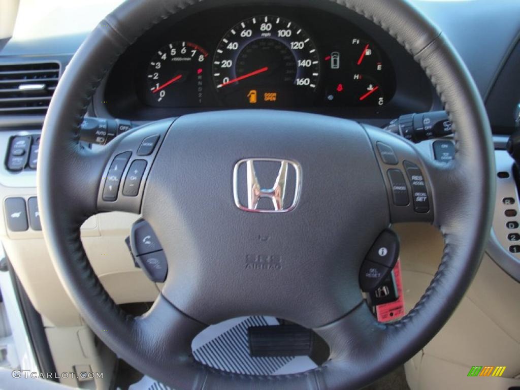 2009 Honda Odyssey Touring Ivory Steering Wheel Photo #47634404