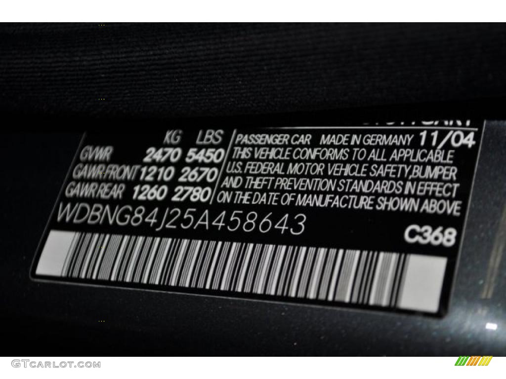 2005 S Color Code 368 for Flint Grey Metallic Photo #47637820