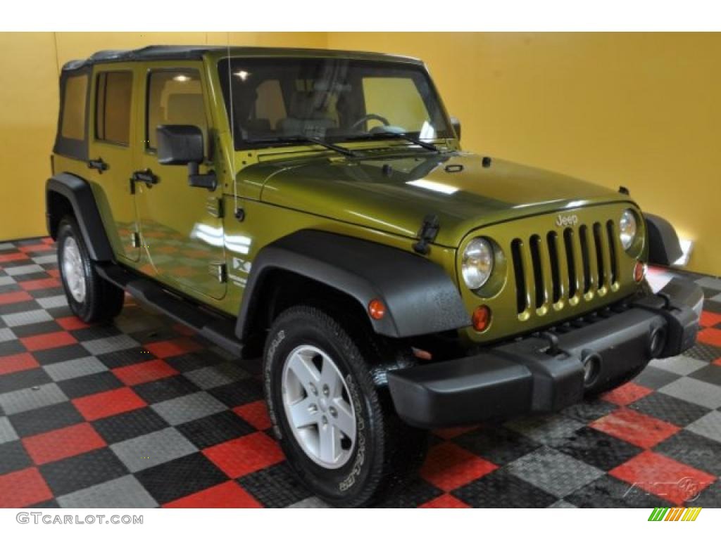 2008 Wrangler Unlimited X 4x4 - Rescue Green Metallic / Dark Slate Gray/Med Slate Gray photo #1