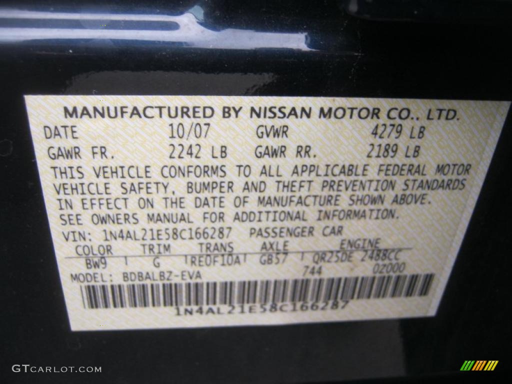 2008 Altima Color Code BW9 for Majestic Blue Metallic Photo #47641972