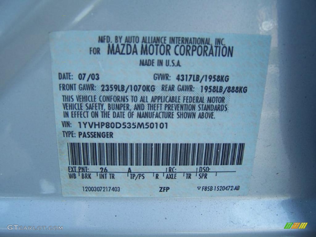 2003 Mazda MAZDA6 s Sedan Controls Photo #47642182
