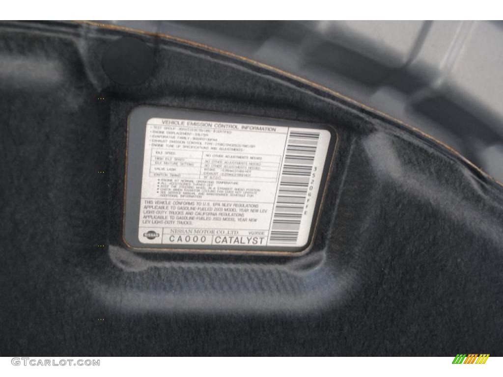 2003 Nissan Murano SE Info Tag Photo #47643979