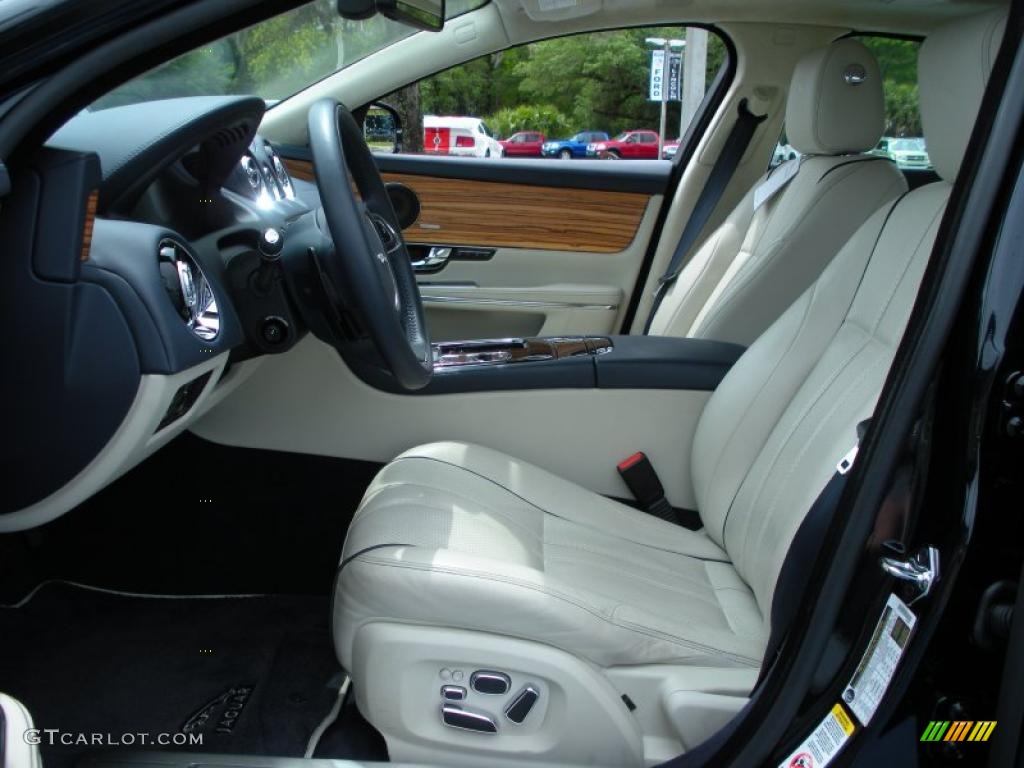 Butter Soft Ivory/Navy Blue w/Satin Zebrano Wood Interior 2011 Jaguar XJ XJL Supercharged Neiman Marcus Edition Photo #47645323