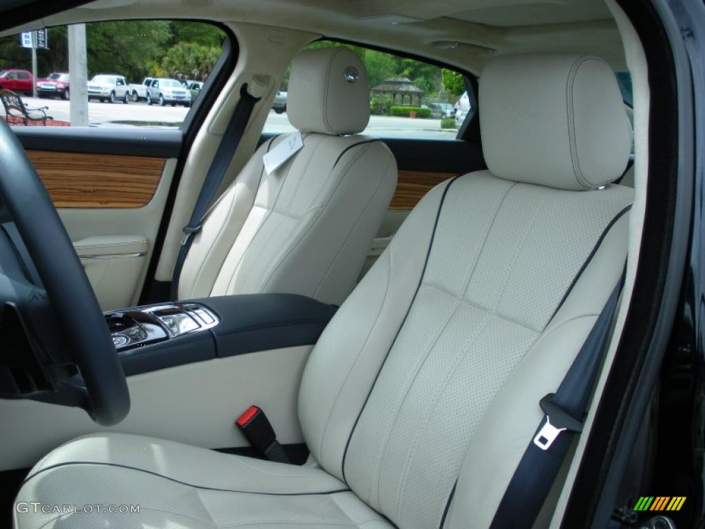 Butter Soft Ivory/Navy Blue w/Satin Zebrano Wood Interior 2011 Jaguar XJ XJL Supercharged Neiman Marcus Edition Photo #47645341