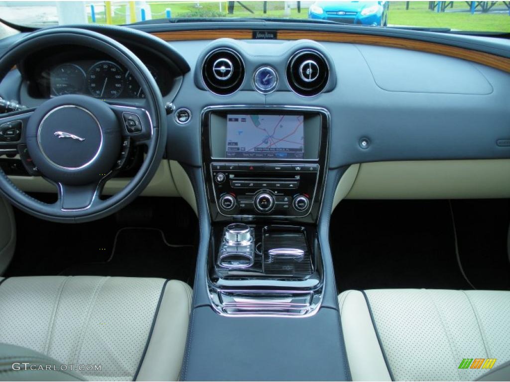 2011 Jaguar XJ XJL Supercharged Neiman Marcus Edition Butter Soft Ivory/Navy Blue w/Satin Zebrano Wood Dashboard Photo #47645460