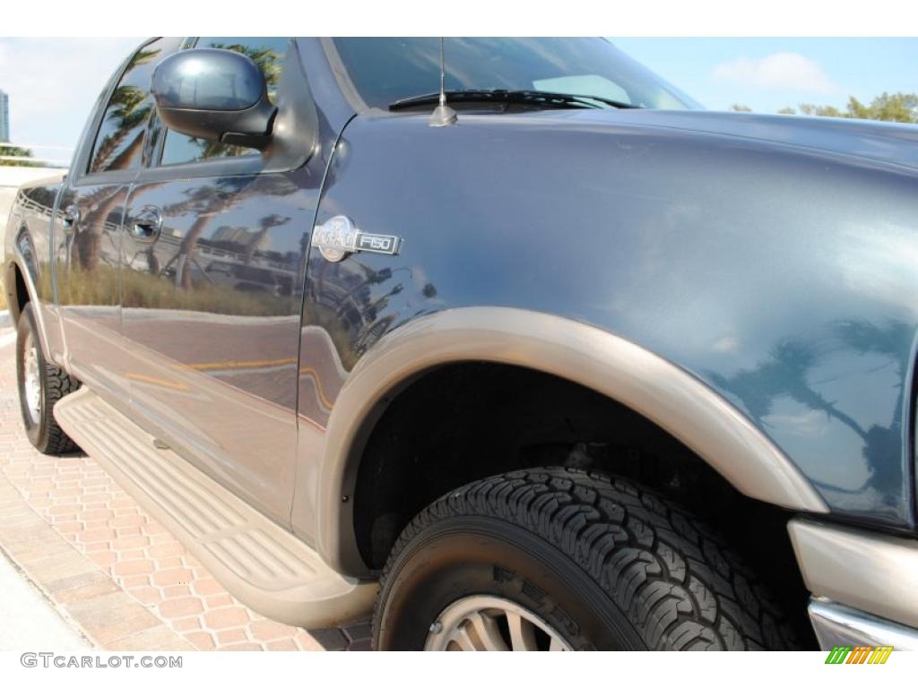 2002 F150 King Ranch SuperCrew 4x4 - Charcoal Blue Metallic / Castano Brown Leather photo #14