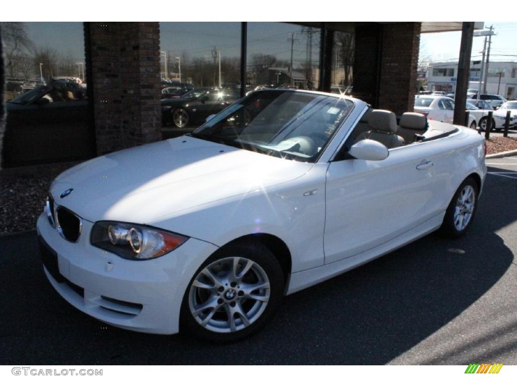2008 1 Series 128i Convertible - Alpine White / Savanna Beige photo #1